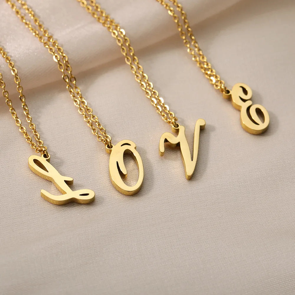 14K Gold Plated Initial Letter Charm Necklace for Women - Personalized Monogram Pendant A-Z