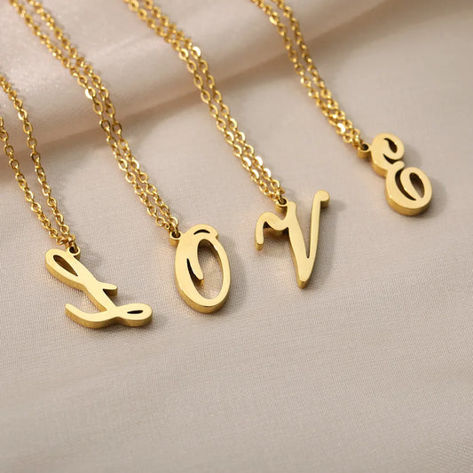 14K Gold Plated Initial Letter Charm Necklace for Women - Personalized Monogram Pendant A-Z