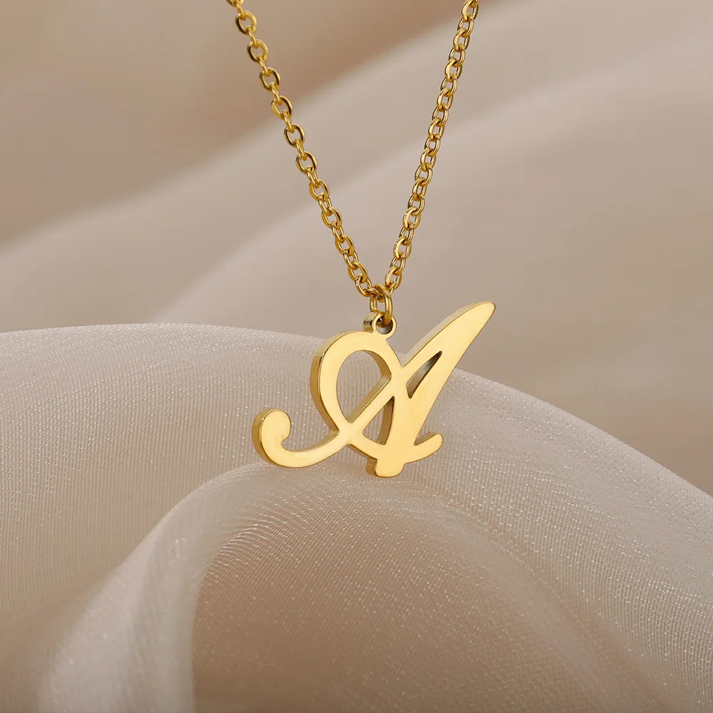 14K Gold Plated Initial Letter Charm Necklace for Women - Personalized Monogram Pendant A-Z