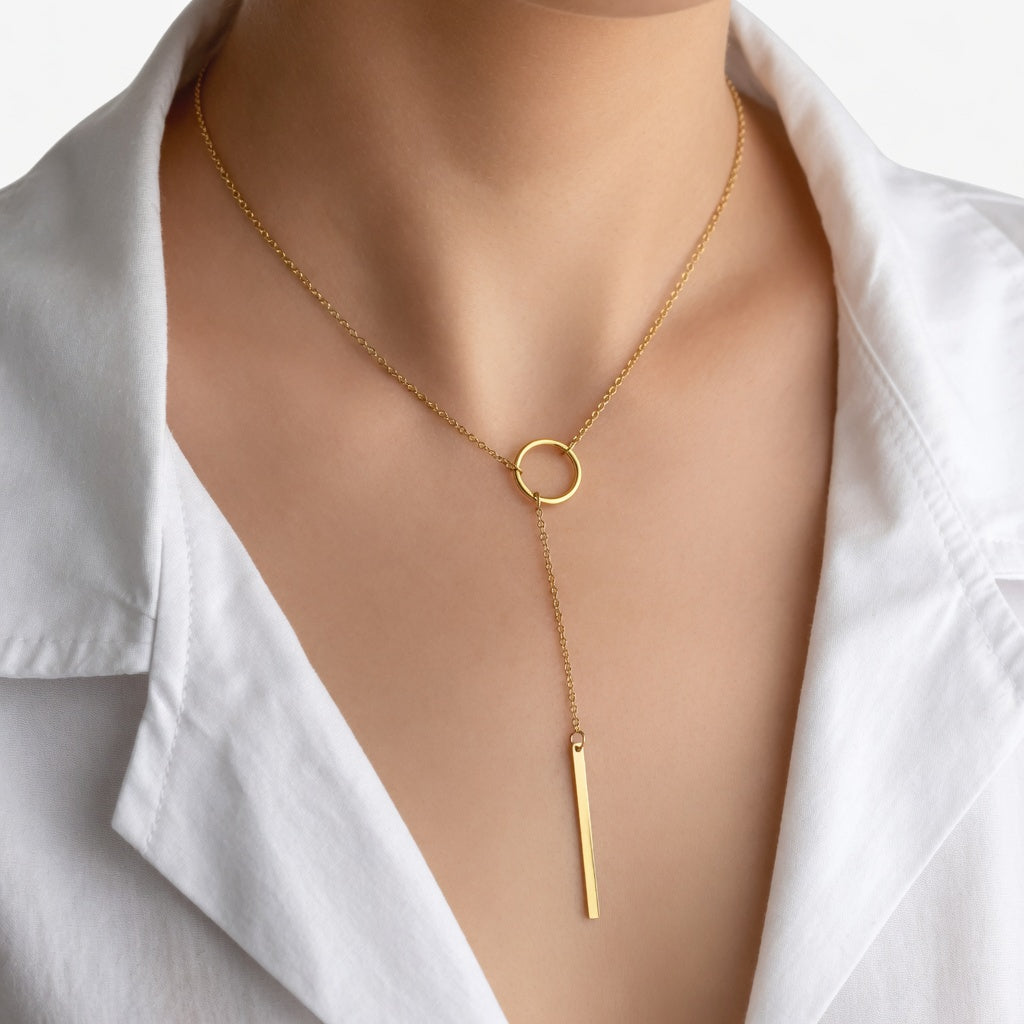 Gold Plated Layered Pendant Necklace Set for Women - Geometric Crystal Pendant Choker, Classic Vintage Style Jewelry