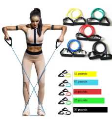 5 Levels Elastic Band With Handles Yoga Pull Rope Elastic Gym Fitness Exercise Tube Band For Home Workouts Strength Training